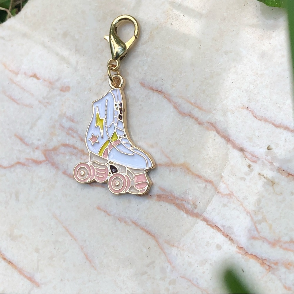 Roller Skate gold Enamel Charm